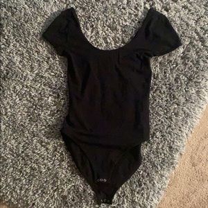 PINK Black Shortsleeve Bodysuit